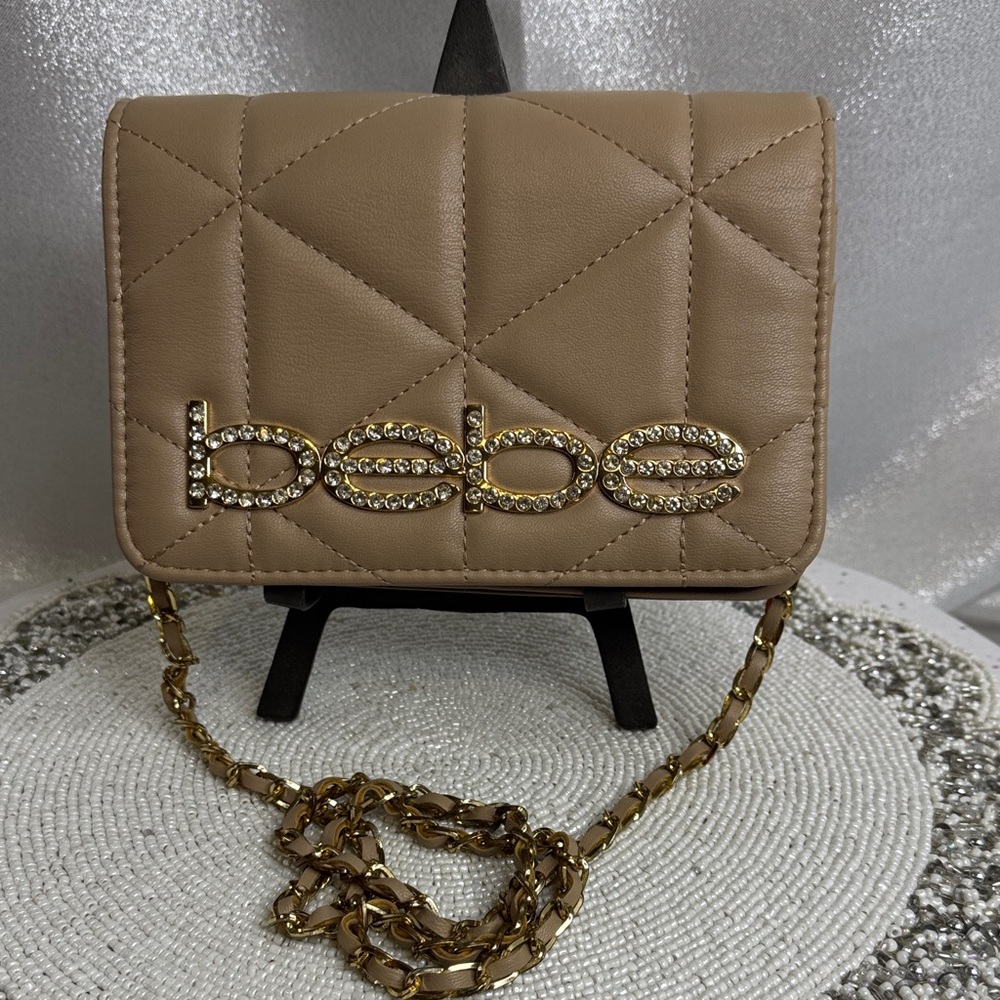 #28 Bebe Zaza beige flap quilted crossbody NWOT